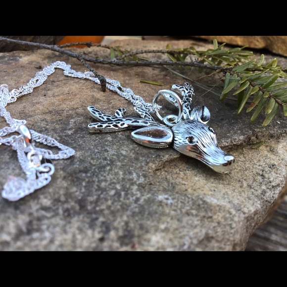 Christmas reindeer deer silver 925 necklace 20” or stainless steel - Picture 10 of 14